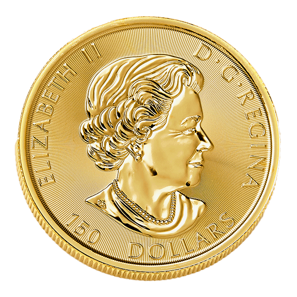 Gold Canadian MegaLeaf obverse showing the monarch's portrait